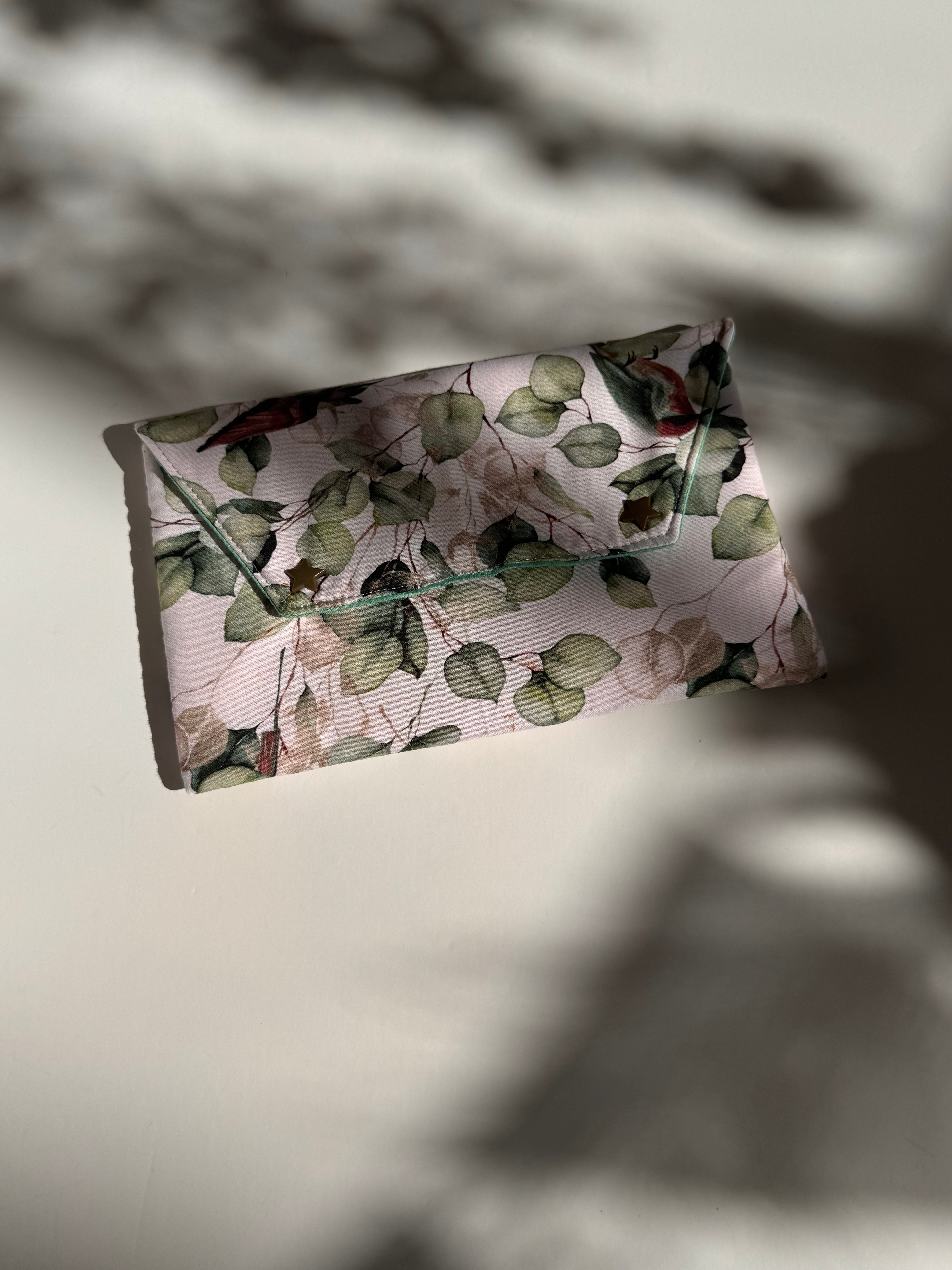 Mini pouch- πράσινα φύλλα
